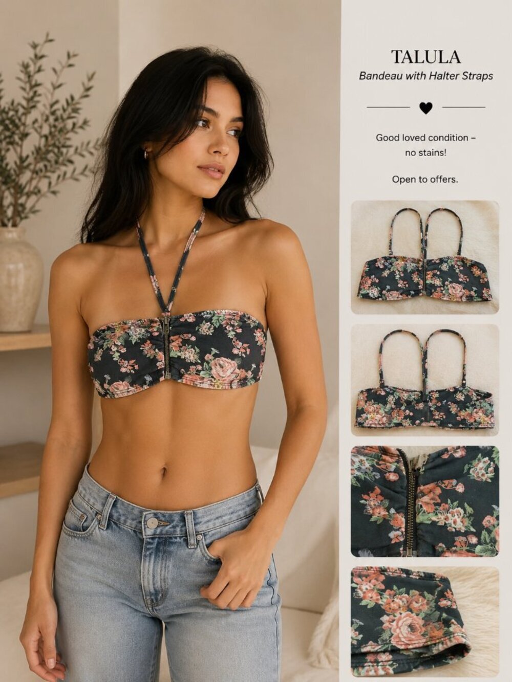 TALULA ~ bandeau with halter straps • size small